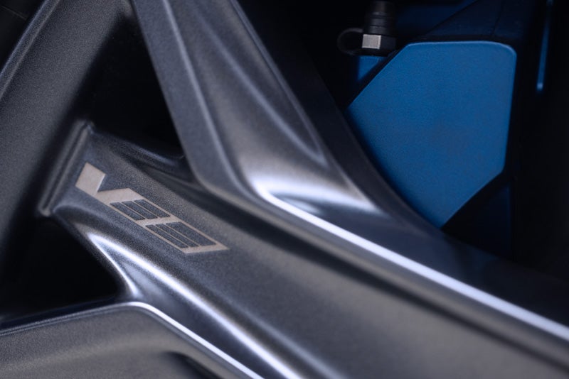 Close-up of the 2026 OPTIQ-V Brembo Performance Front Brakes | Ghent Cadillac in Greeley CO