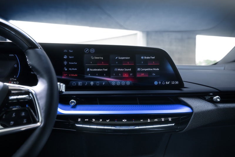 The 2026 OPTIQ-V Display Screen Displaying the V-Mode Settings | Ghent Cadillac in Greeley CO