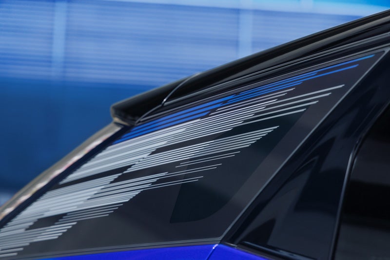 Close-up of the Modern Pattern on the 2026 OPTIQ-V Rear Quarter Glass | Ghent Cadillac in Greeley CO